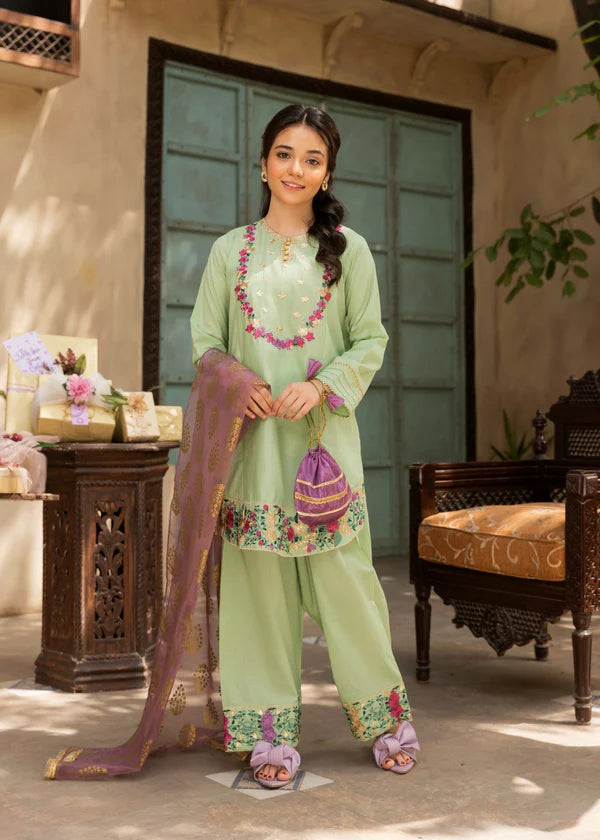 Girls Pista Green Salwar Kameez