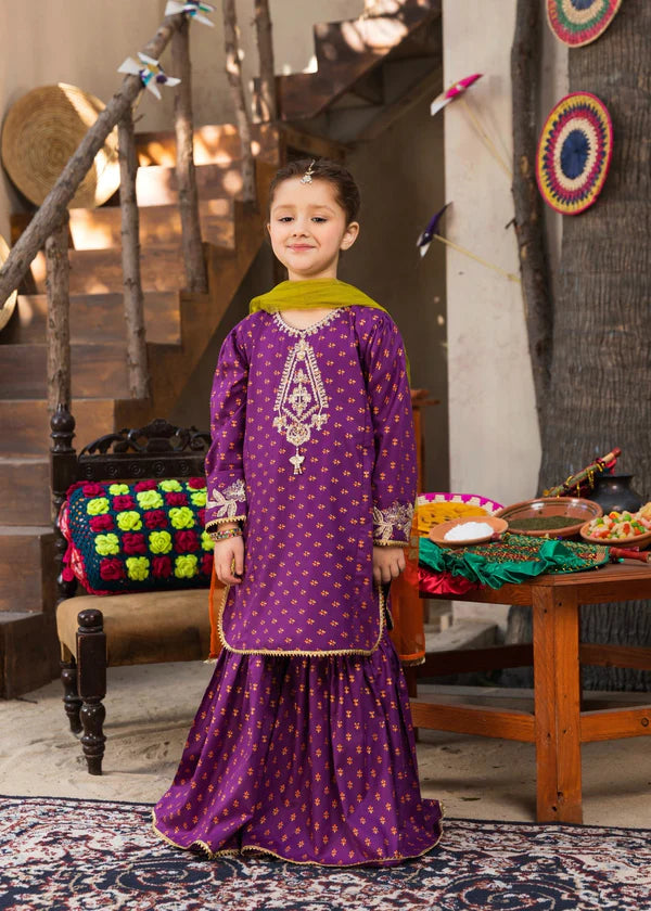 Girls Purple Dholki Gharara